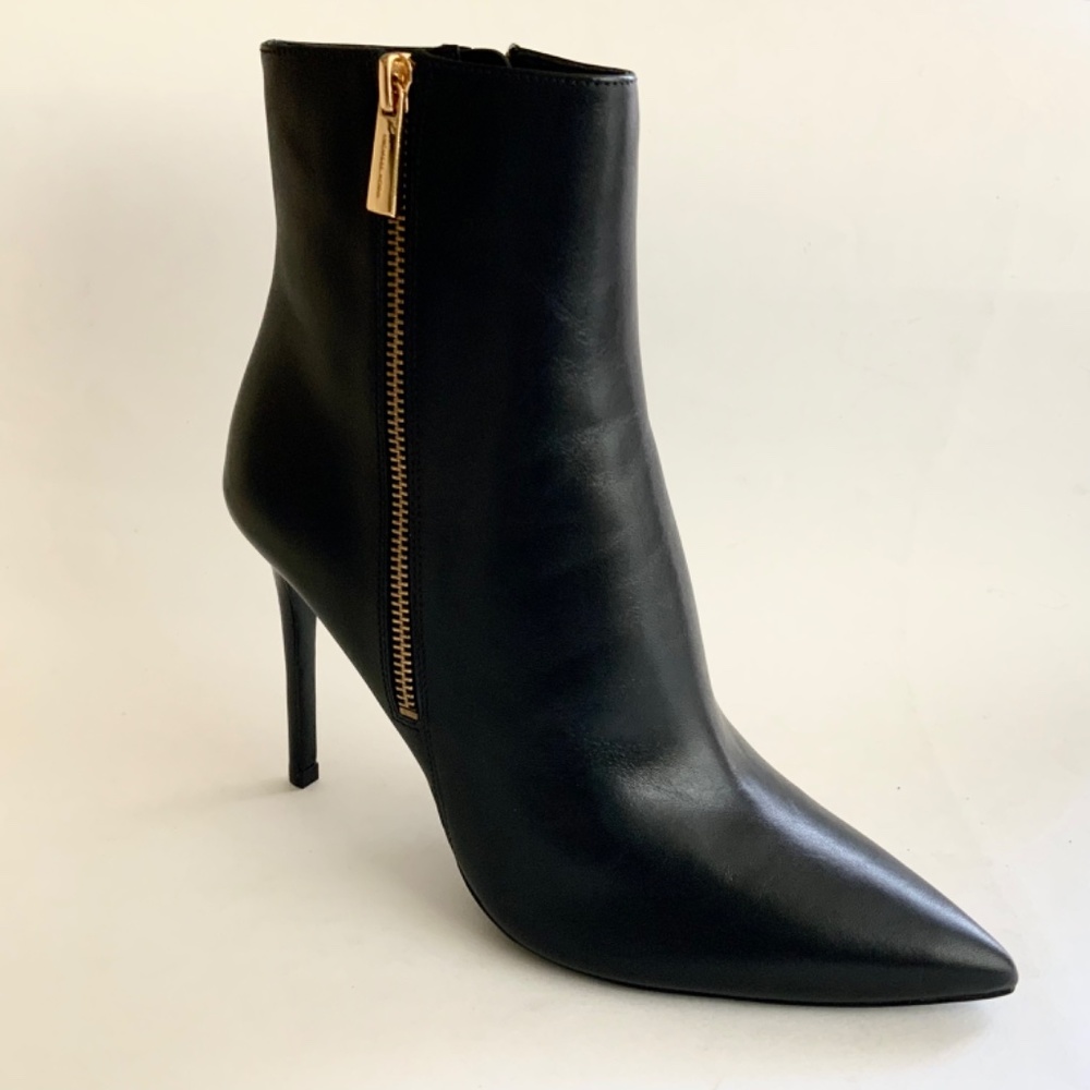Michael Kors Keke Black Leather Ankle Boots Stiletto Heel Pointed Toe Bootie 9.5 - Picture 9 of 15